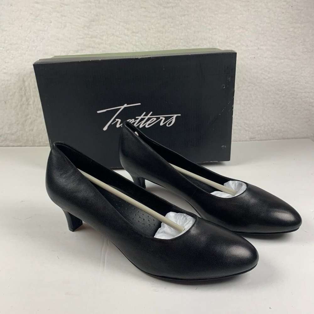 Trotter's Fab Women's Slip On Leather Pump Heels US Size 9.5 N Black NIB S0401